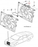 Вентилятор охлаждения двигателя основной на Jaguar XJ, XF, на 3,0Л Турбодизель, до VIN: V64532