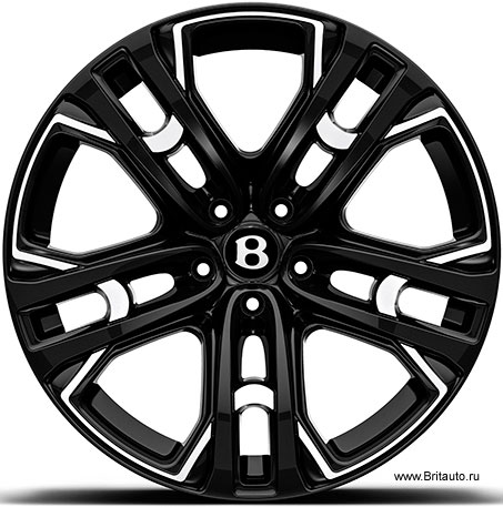 Колесный диск Bentley Bentayga Kahn Le Mans R23 Diamond Cut on Gloss Black (черный с полированными шлицами).
