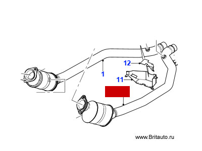 Приемная труба системы выпуска левая с катализатором Jaguar XF 2009 -2015 5,0Л Бензин