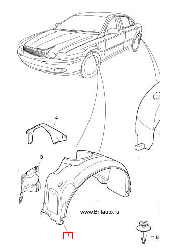 Подкрылок - локер правый передний колесной арки Jaguar X-Type