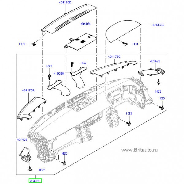 Верхняя секция панели приборов (торпеда в сборе) range rover 2013 и range rover sport 2014