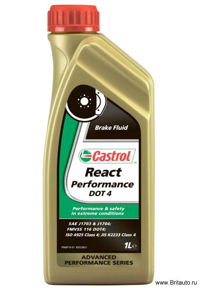 Тормозная жидкость Castrol React Performance DOT 4, в расфасовке 1Л.