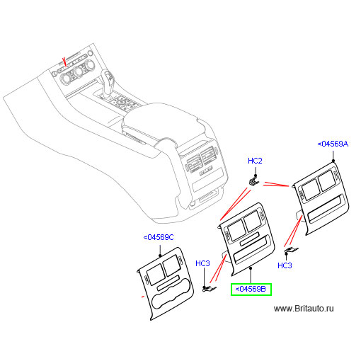 Торцевая панель центральной консоли range rover sport 2014м.г., отделка - шпон satin zebrano