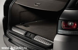Накладка на порог задней двери, нержавеющая сталь, Range Rover Sport 2014 - 2020, без подсветки, цвет пластика: espresso.(коричневый).