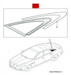Хромированное обрамление левого заднего неопускного окна Jaguar XJ 2010 - 2020, под 6 ламп.