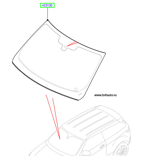 Лобовое стекло Range Rover Evoque, с системой климат-контроля, без обогрева, с дисплеем над головой. На 3-х дверный кузов