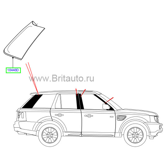 Накладка стойки крыши левая задняя Range Rover Sport 2002 - 2013