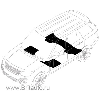 Комплект напольных ворсовых ковриков черных на Range Rover 2013  - 2017, на стандартный кузов SWB, с задним диваном
