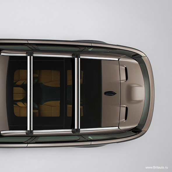 Поперечные перекладины Range Rover Velar, устанавливаются непосредственно на крышу автомобиля с предустановленными продольными рейлингами.