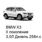 ТО BMW X3, II, 2011 - 2019, 3,0 Дизель 258 л.с: