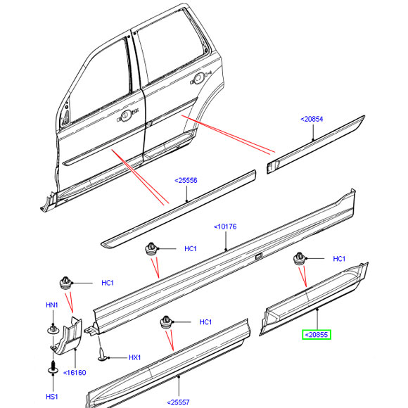 Наружный молдинг правой задней двери Land Rover Freelander 2