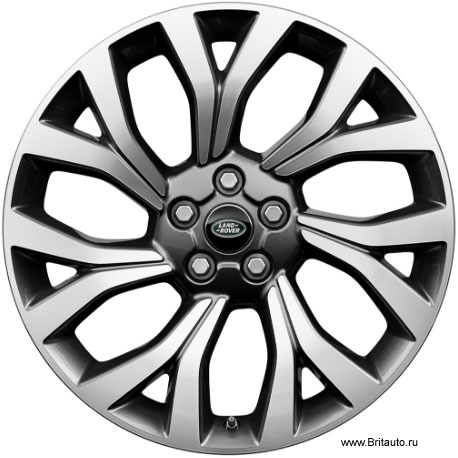 Колесный диск 9,5 х R21 на Range Rover 2018 - 2019 и Range Rover Sport 2018 - 2019, цвет: Diamond Turned, Light Silver (двуцветный, темная внутренняя часть - светлые шлицы).