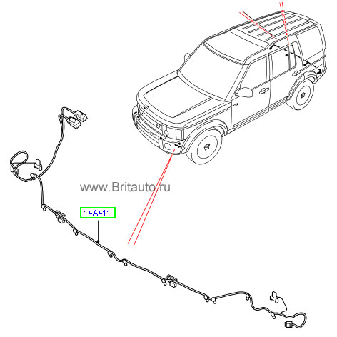 Жгут проводки бампера переднего lr discovery 4, с камерами и парктрониками