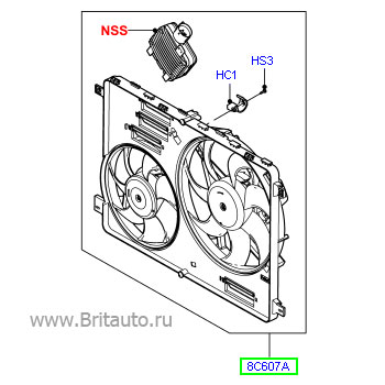 Вентилятор охлаждения двигателя в сборе, с мотором, lr freelander и range rover evoque