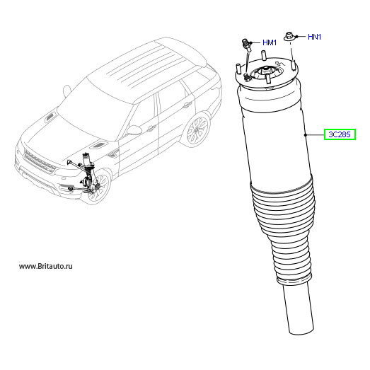 Амортизатор передний левый Range Rover 2013 - 2021, Range Rover Sport 2014 - 2021. Без ACE, с с непрерывной регуляцией амортизации вибраций. Оригинал Land Rover, в оригинальной упаковке.