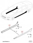 Молдинг боковины кузова (порога) Jaguar XF All-new Sport version, левый