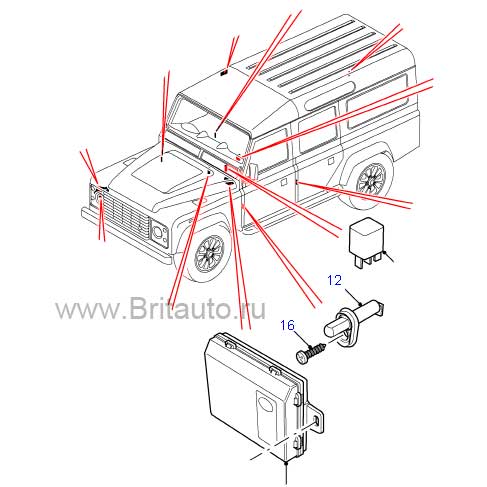 Блок управления системы аварийной сигнализации Land Rover Defender