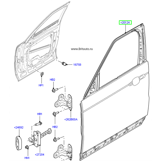 Передняя левая дверь Range Rover Sport 2014 - 2105