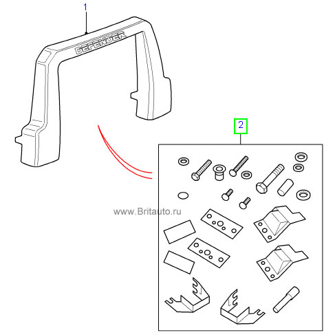 Крепление кенгурина Land Rover Defender, полный комплект