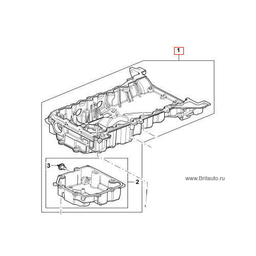 Масляный картер в сборе Jaguar 3,0Л и 5,0Л Бензин, на Jaguar XF, XJ, XE, F-Tipe, XK