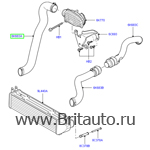 Шланг охладителя наддувочного воздуха правый 2,7Л Дизель, Range Rover Sport 2006 - 2012, Land Rover Discovery 3 - 4. Оригинал Land Rover, в оригинальной упаковке. 