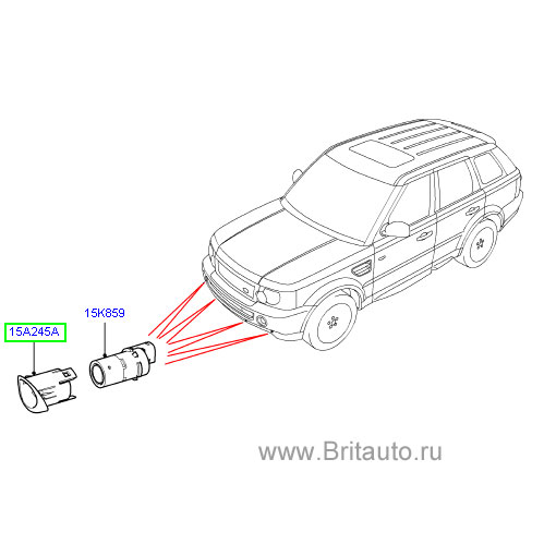 Кронштейн парктроника передний левый наружный range rover sport 2005 - 2009