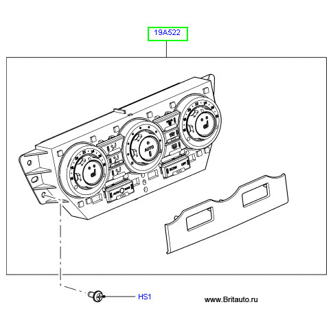 Панель управления отопителем, с обогревом лобового стекла, с 2-х позиционными отопителями сдений водителя и пассажира, с указателем температуры воздуха в градусах Цельсия, на LR Freelander 2