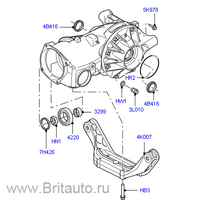 Дифференциал (редуктор заднего моста) в сборе, с держателем, на land rover freelander