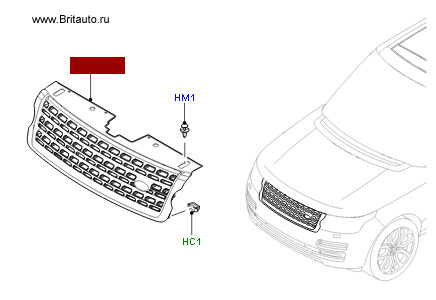 Решетка радиатора Range Rover 2018 - 2021, рамка - грунт, под покраску, решетка и окантовка - хром.