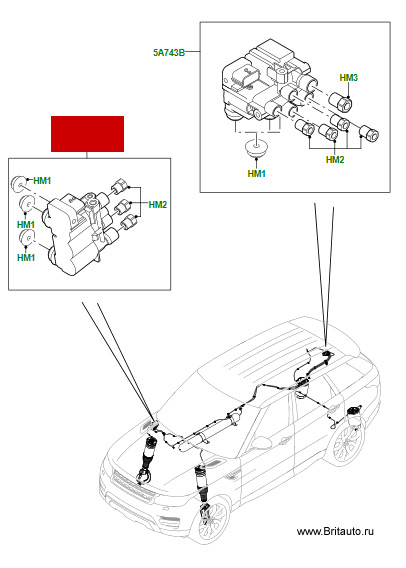 Клапан выравнивания подвески передний Range Rover 2013 - 2018 и Range Rover Sport 2014 - 2018