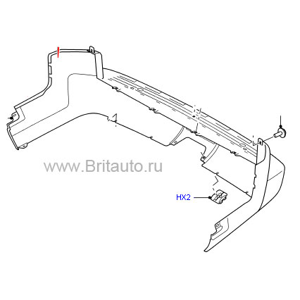 Задний бампер на Land Rover Discovery 4. У бампера верхняя часть - под окраску (загрунтованная), нижняя часть - не под покраску. С отверстиями под парктроники.
