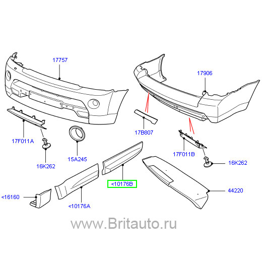 Молдинг на правую заднюю дверь загрунтованный rrs 2010 - 2012