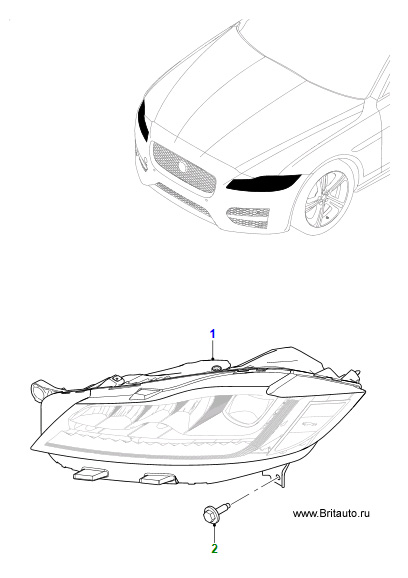 Фара Jaguar XF All-new 2016-го модельного года, передняя правая, адаптивная светодиодная.
