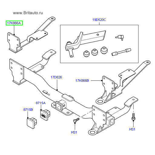 Усиление буксировочной балки range rover 2002 - 2012, левое