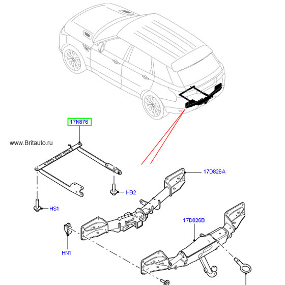 Кронштейн буксировочной балки range rover sport 2014, с 12-ти штыревым гнездом, под съемный фаркоп с регулировкой по высоте