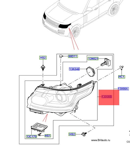 Фара передняя правая Range Rover 2013 - 2018