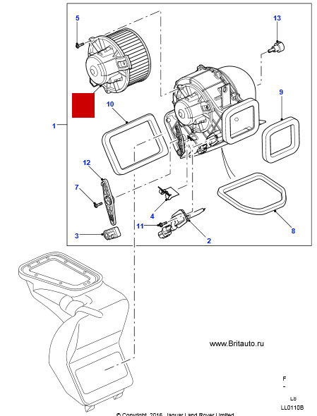Двигатель вентилятора отопителя Land Rover Defender
