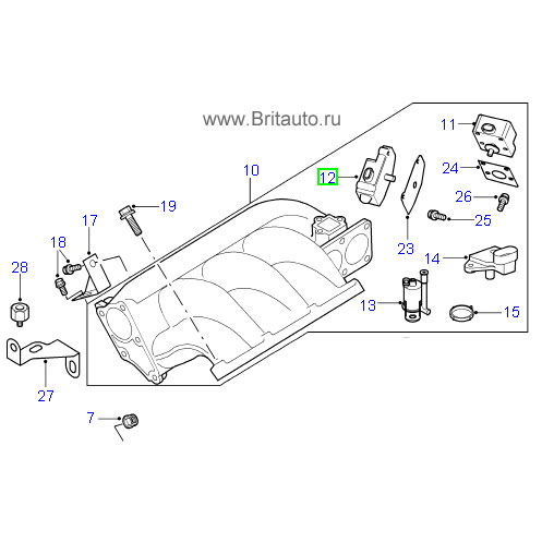 Электродвигатель клапана впускного коллектора land rover freelander 1996 - 2006. 2,5л бензин, с акпп