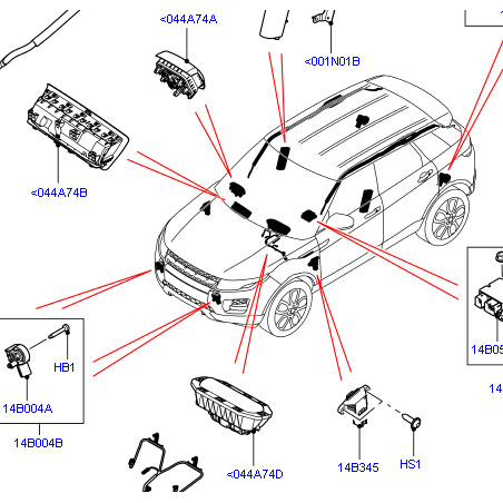 Модуль подушки безопасности пассажирской range rover evoque