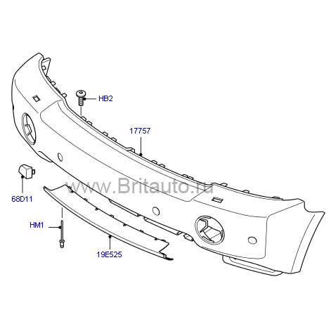 Бампер передний range rover 2002-2009