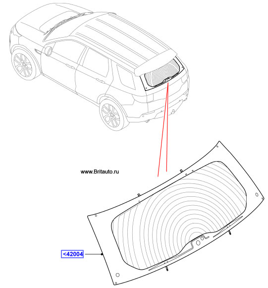 Стекло задней двери (двери багажного отделения) не прозрачное, Land Rover Dicovery Sport.