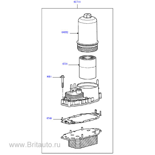 Масляный радиатор Land Rover Discovery 3, 4 и Range Rover Sport 2005 - 2013, на 2,7Л Дизель, включает масляный фильтр и маслоохладитель.