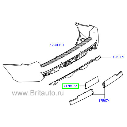 Накладка центральная заднего бампера range rover 2010 - 2012 body-kit