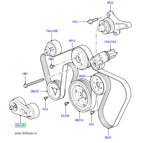 Натяжной шкив range rover sport 2005 - 2013