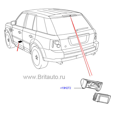 Камера заднего вида range rover sport 2010 - 2013