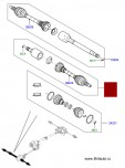 Вал переднего моста в сборе левый - внешний и внутренний шрусы, Land Rover Discovery 5, Range Rover 2013 -2019 и Range Rover Sport 2014 - 2019, с 2-х ступенчатой раздаткой