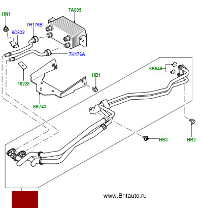 Трубопровод охлаждения АКПП Land Rover Discovery 4 и Range Rover Sport 2010 - 2013, на 5,0Л Бензин.