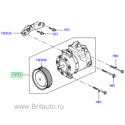 Компрессор системы кондиционирования воздуха lr discovery iii и range rover sport 2005 - 2009