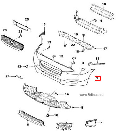 Бампер передний Jaguar XE, без системы омывания фар, без парктроников.