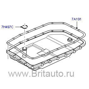 Поддон масляный коробки передач (поддон трансмиссионной жидкости), включает масляный фильтр, на Range Rover, Range Rover Sport и Land Rover Discovery, на автомобили до 2013г.в., на 6-ти ступенчатую АКПП